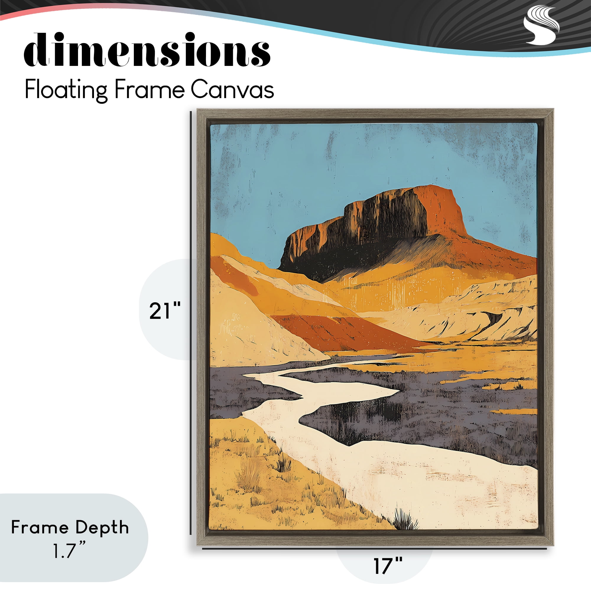 Stupell Industries Vintage Canyon Pass Brown Framed Floater Canvas Wall Art, design by Walker Noble