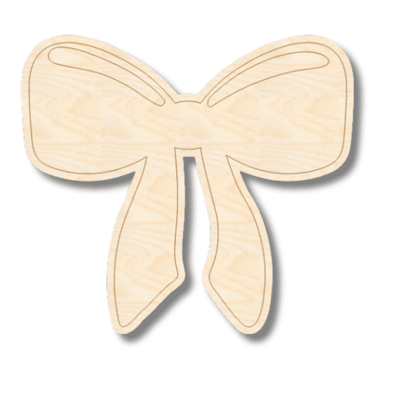 Unfinished Wood Etched Bow Shape | Paint By Line Crafts 10" / 1/8"