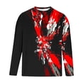 thumbnail image 4 of Blusas y camisas de manga larga con cuello redondo para hombre, blusa informal de manga larga con cuello redondo y estampado., 4 of 6