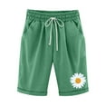 thumbnail image 6 of Zanvin Womens Shorts, High Waisted Linen Half Shorts, Women's Summer Print Five Points Large Size Cotton Linen Pants Casual Pants, Soft and Breathable, Green, XXXXXL, 6 of 7