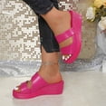 thumbnail image 6 of Eltusu Women Slide Sandals, Fashion Open Toe Soft Bottom Slip On Summer Wedge Shoes Hot Pink Size 9, 6 of 7
