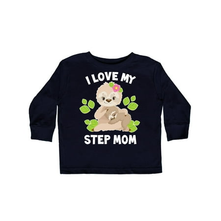 

Inktastic Cute Sloth I Love My Step Mom with Green Leaves Gift Toddler Boy or Toddler Girl Long Sleeve T-Shirt