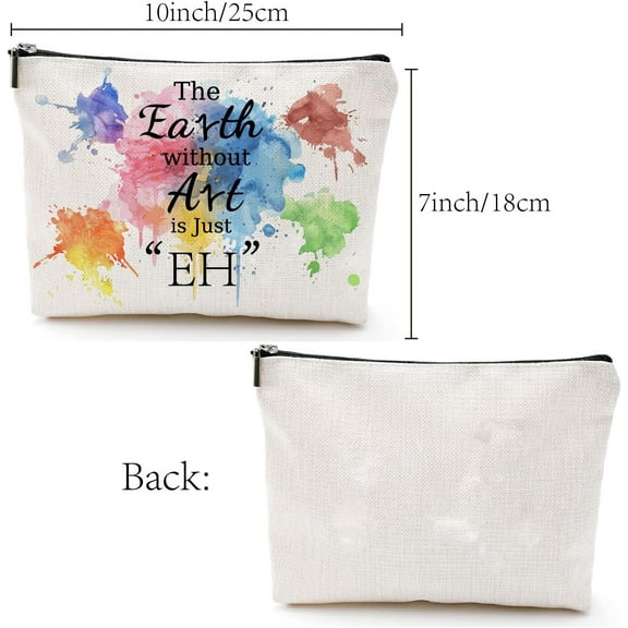 1 pc Polycotton Custom Canvas Metal Zipper Pouches Rectangle Storage Bags with Pattern Word 18x25cm