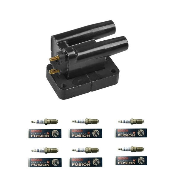Set of 1 ISA Ignition Coil and 6 Denso Spark Plugs Compatible with 1991-1996 Dodge Stealth 3.0L V6 2972cc 181ci Replacement for UF143