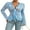 Blue, variant on Women Long Sleeve Lace Shirts Sheer Basic Tie Front V-Neck Ruffle Shirts Going Out Top Blouse Aesthetic Clothes Party Club Streetwear