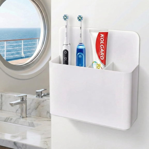 Magnetic Toothbrush Holder for Cruise Cabin Bathroom, Travel Toothbrush & Toothpaste Organiser with Removable Dividers, Space-Saving Fridge/Locker Bathroom Caddy, Cruise Essentials