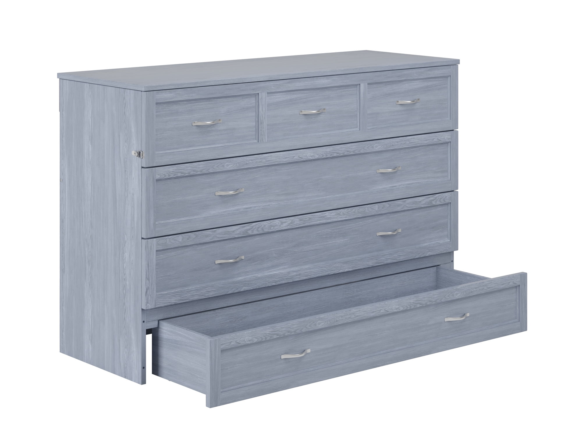 AFI Northfield Queen Wood Murphy Bed Chest with Mattress, Drawer & Charger, Driftwood