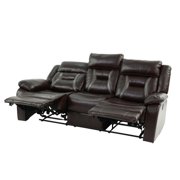 Poundex Furniture Gel Leatherette Sofa Recliner in Dark Brown