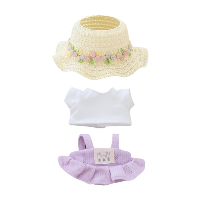 Ropa para muñecas Accesorios (sin muñeca) Conjunto de traje de falda de camisa Kawaii 3 piezas para traje de muñeca de 15 cm y 17 cm Conjunto de ropa de camisa con sombrero de muñeca elegante Reemplaz
