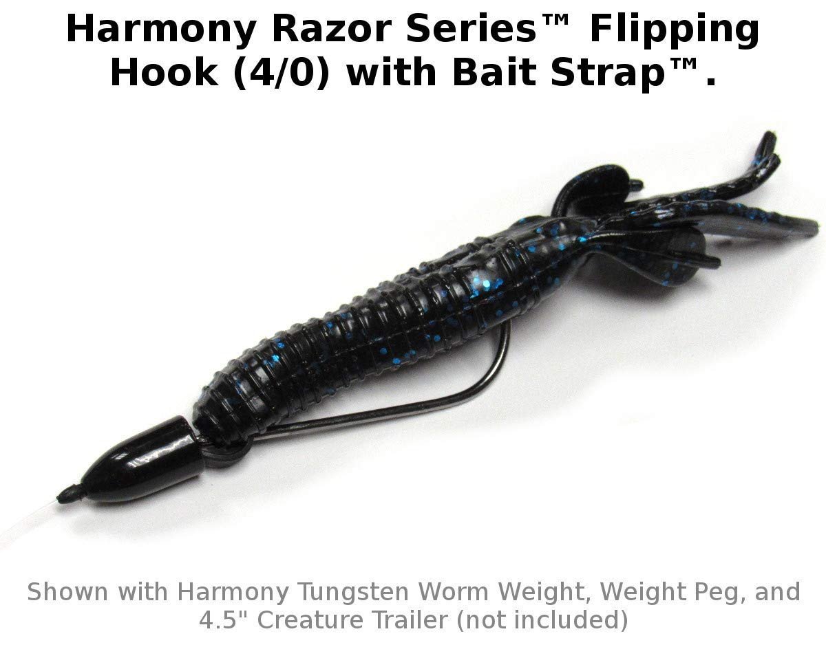 Harmony Razor Series Extra Heavy Flipping Hooks 10 Pack w/ 10 Bait Straps 4/0 10 Pack w/Bait Straps - image 4 of 7