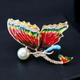 thumbnail image 3 of Moda mujer aleación Rhinestone mariposa broche collar pin joyería rojo, 3 of 9