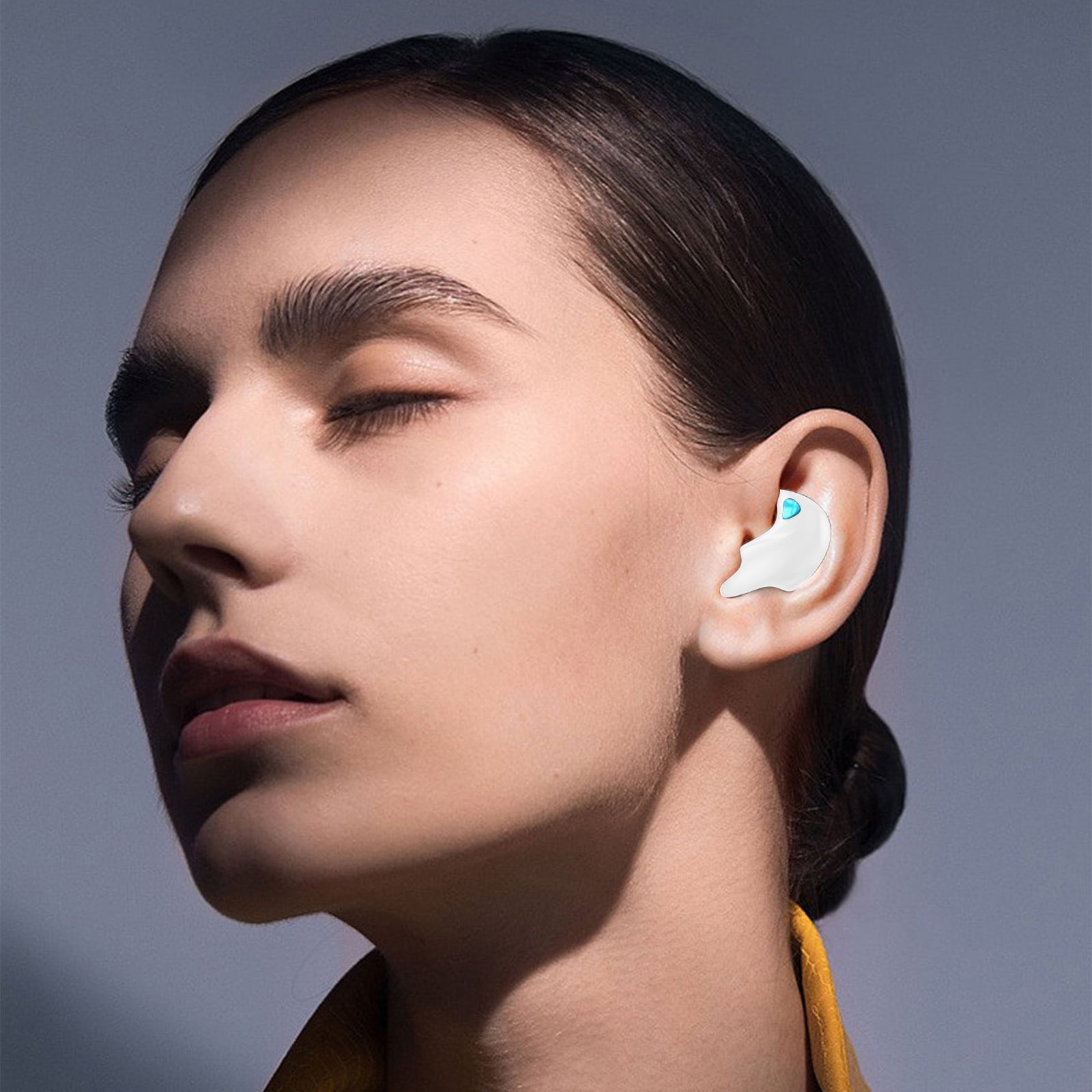 Bluetooth Earbuds Invisible Sleep Bluetooth Earbuds, Mini Tiny Discreet Hidden Headphones with LED Display and Charging Case(White)