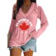 thumbnail image 1 of MHFRRA Camiseta de Manga Larga con Cuello En V y Estampado de La Bandera de Canadá para Mujer Rosa, 1 of 3