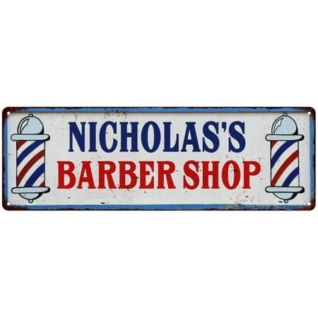 NICHOLAS'S Barber Shop Hair Salon Vintage Look Metal Sign Retro 206180031357