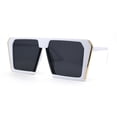 thumbnail image 1 of Womens Geometric Flat Top Racer Fashion Sunglasses White Black, 1 of 4