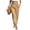 Brown, variant on Women's Casual Ankle length Pants Summer Linen Solid Color Drawstring Elastic Waist Loose Straight Leg Pants With Side Pockets Dressy Casual Trousers