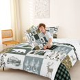 thumbnail image 4 of Castle Fairy Western Feather Wildlife Bear Deer Full Size Comforter Sets 3-Piece,Vintage Plaid Camo Animal Bedding Comforter Set,Sage Gray Cream,Reversible,1 Comforter and 2 Pillowcases, 4 of 6