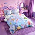 thumbnail image 2 of meiyoeat girls Monogrammed M Theme 7 Pieces Full Size Bedding Sets,Watercolor Mermaid Print Full Size Bed in a Bag,Reversible, 2 of 7
