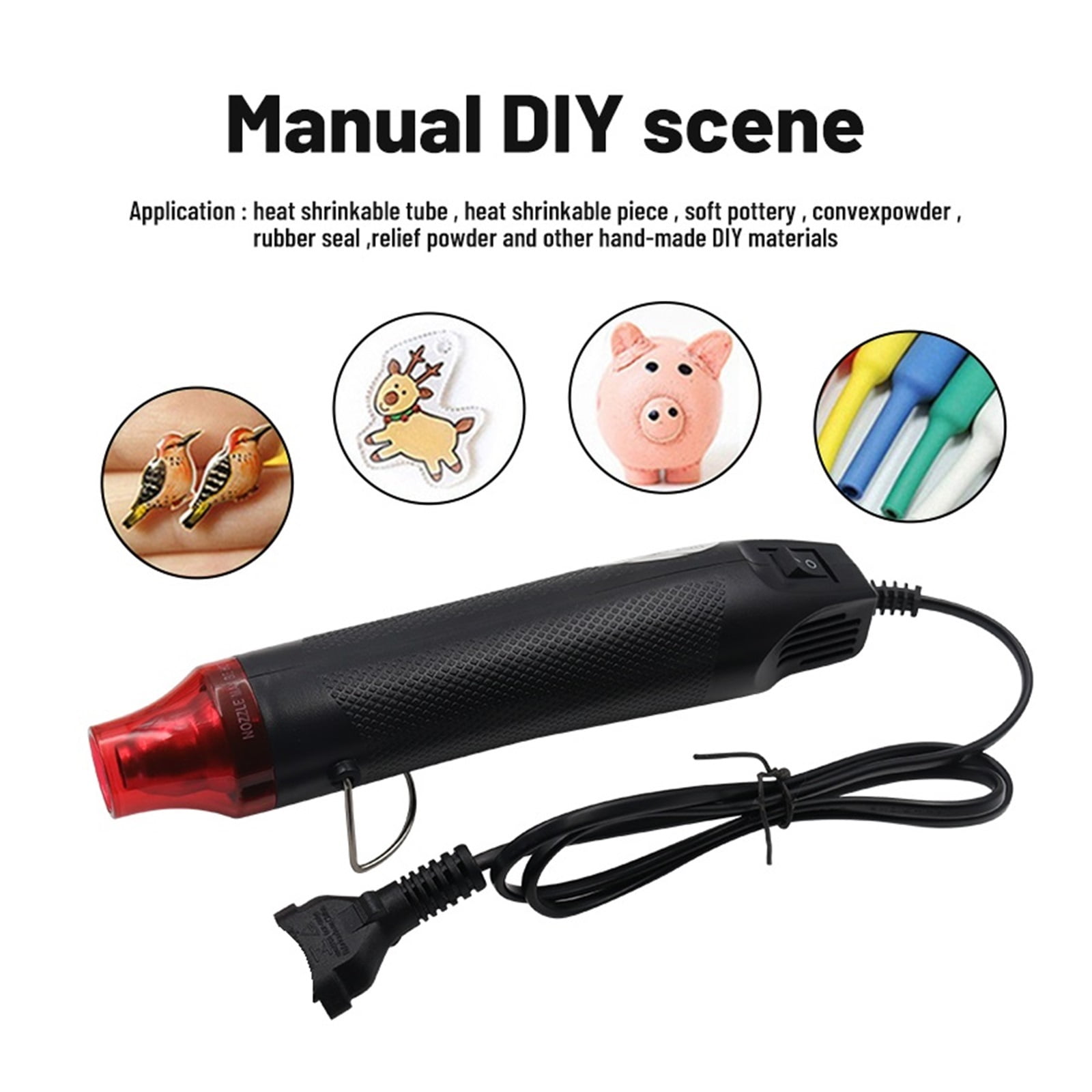 Heat Gun Round Adapter  DIY Electric Power Tool Hot Air Temperature Gun with Supporting Seat Shrink Tube 300W ,Variable Temperature