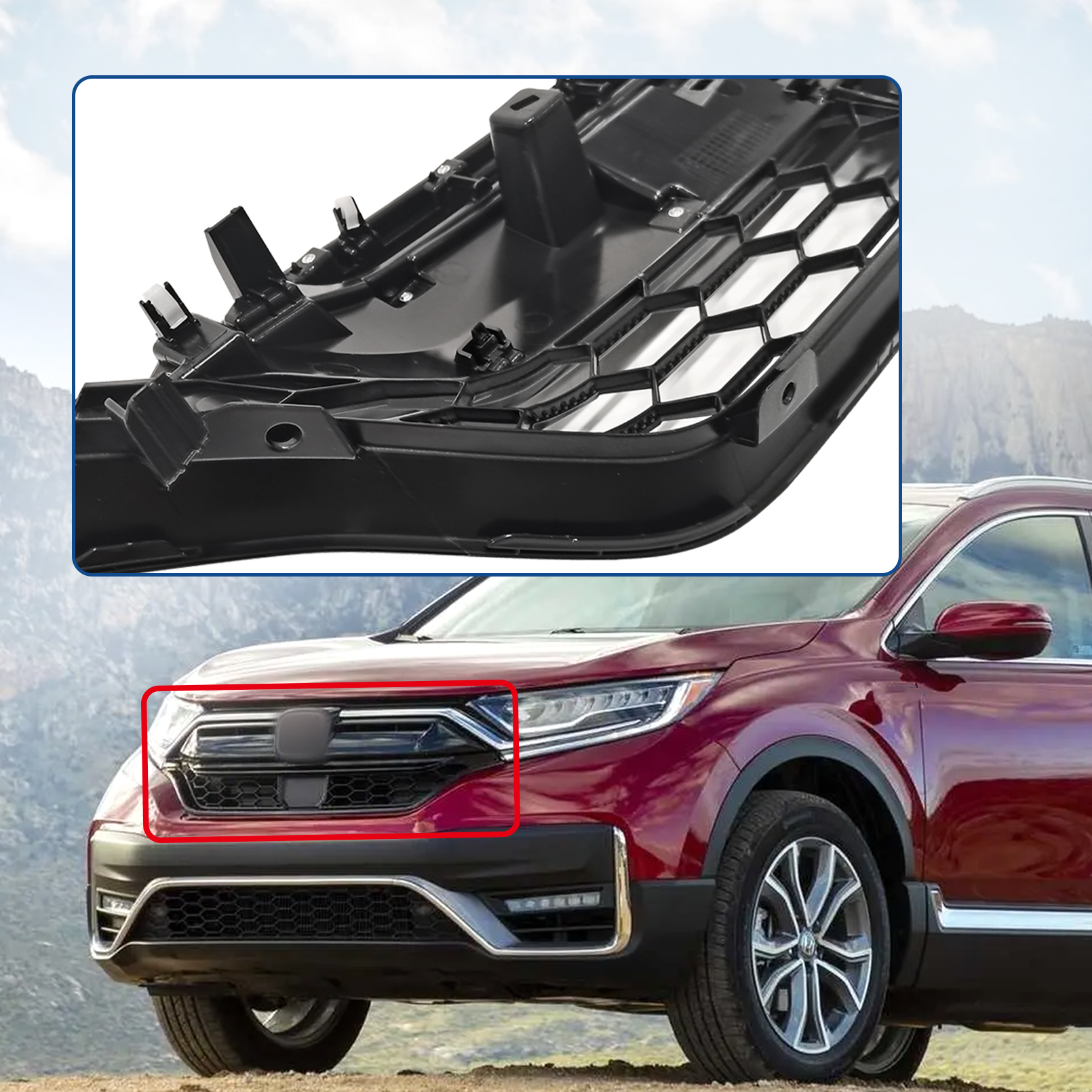 YLT Auto Honeycomb Upper Grille For 2017-2022 Honda CR-V CRV – Black OE Style