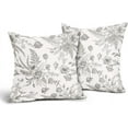 thumbnail image 4 of Grey and White Floral Pillow Covers 20x20 Inch Set of 2 Gray Flowers Throw Pillowcase Square Decorative Morden Light Grey Cushion Cover for Sofa Bedroom Indoor Outdoor Party, 4 of 7