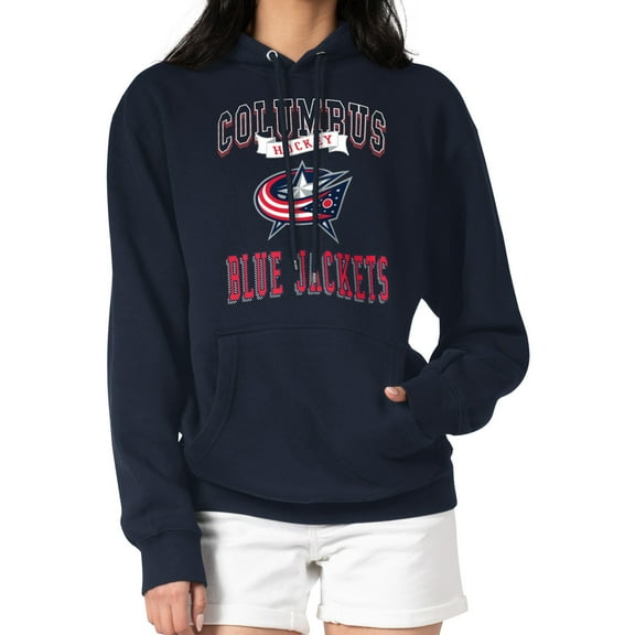 Women's G-III 4Her by Carl Banks Navy Columbus Blue Jackets Team Logo Tri-Blend Fleece Pullover Hoodie