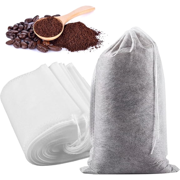 Siloon 100pcs 4''x6'' Cold Brew Coffee Filter Bags, No Mess Disposable Filter Bag with Drawstring for Coffee Grounds & Ice Tea