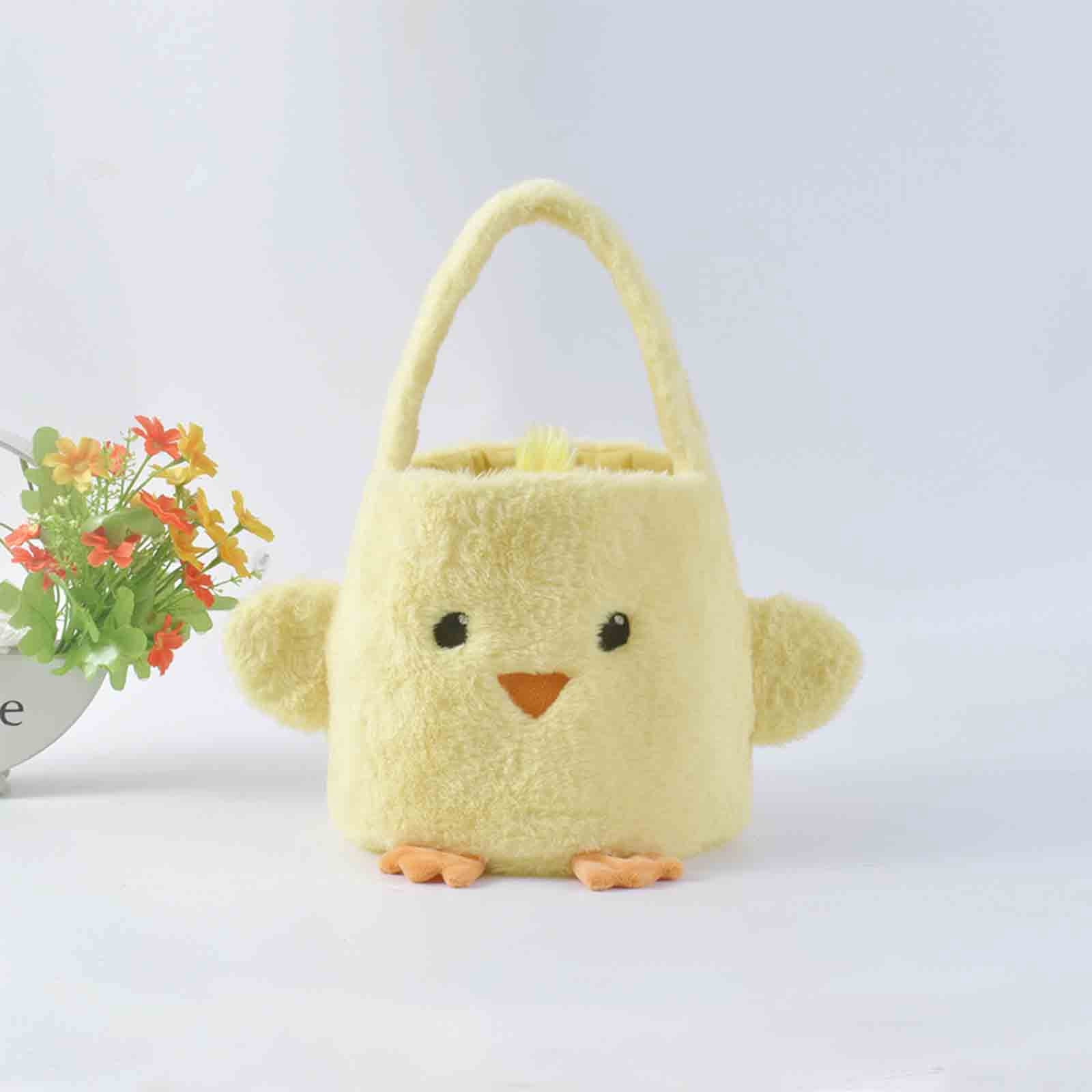REZUOFI 3 Pcs Easter Basket Bag with Handles for Egg Storage and Home Decor, Cute Chick Pattern Reusable Tote for Spring Party Supplies and Holiday Gifts