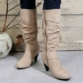 thumbnail image 5 of Gyexs Slouchy Boots for Women Wide Calf Round Toe Arch Support Heel Comfortable Booties Fall Winter Pull on Tall Boots Z01 Beige Size 8, 5 of 7
