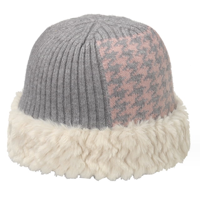 Gorro de pescador de invierno para mujer, gorro cálido, gorro de pescador con retazos, gorro cálido de felpa, gorro de punto para invierno