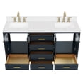 thumbnail image 5 of ARIEL Cambridge 66 Inch Double Rectangle Sink Bathroom Vanity With Carrara White Quartz Countertop 1.5 Edge In Midnight Blue, 5 of 7