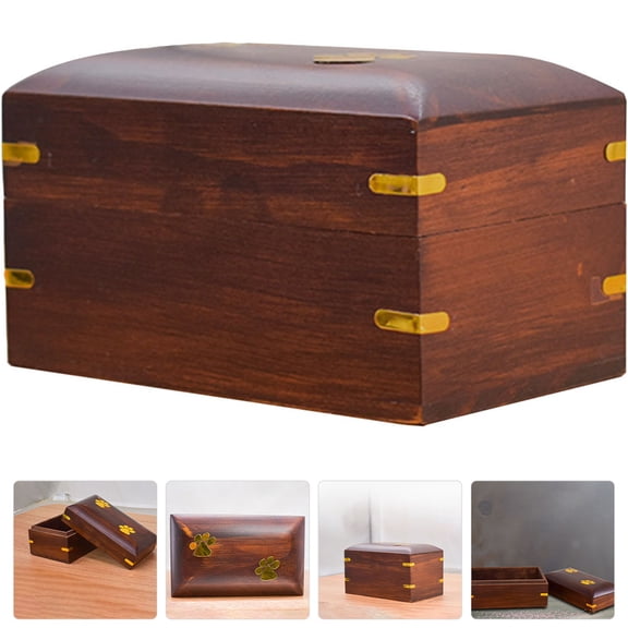 WASHWEPE Wood Pet Urns Dark Brown Ash Storage for Loss of Pet 1Pcs