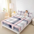 thumbnail image 4 of jejeloiu Modern Geometric Plaid Bed Sheets,Retro Stripe Line King Sheets,Pink Black White Sheet Set For Girls Boys,Super Cozy Room Decor,4-Piece, 4 of 7