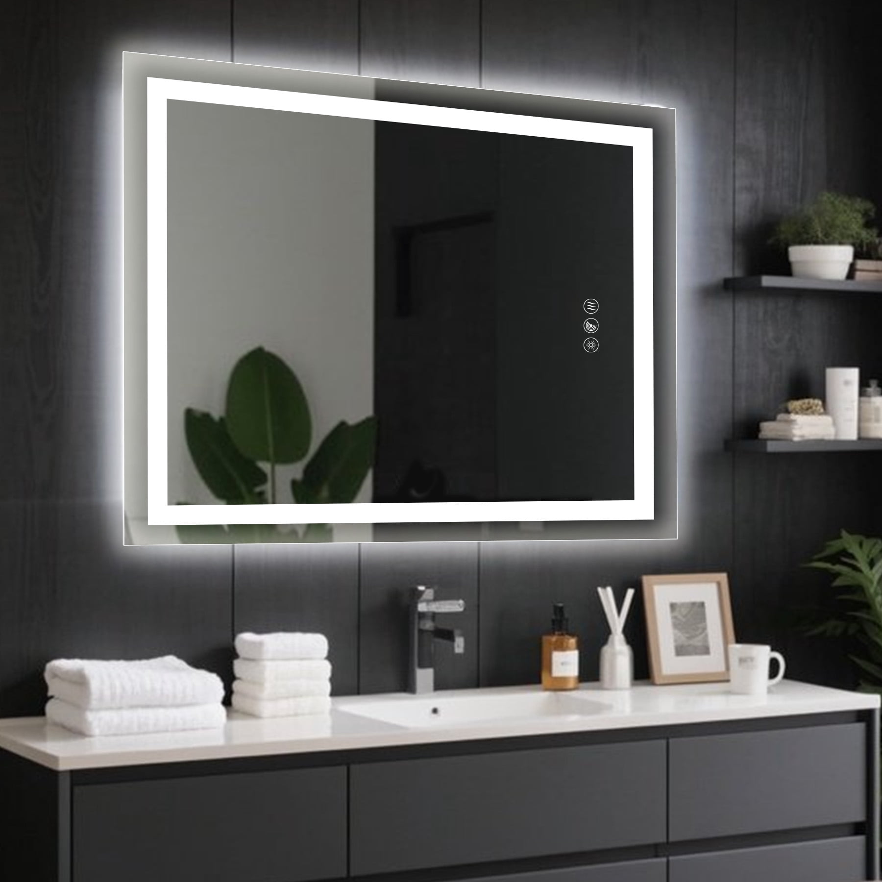 BALUXCA 24"X32" LED Bathroom Mirror with Radar body sensing，Front&Back Lights, Anti-Fog, Dimmable, 3-Color Memory Function，HD Tempered Glass UL-Listed Driver