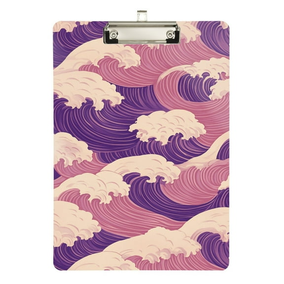 FORMRS Acrylic Clipboard with Low Profile Clip Standard A4 Letter Size, 12.5" x 9", Purple Wave Pattern