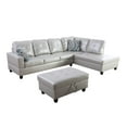 thumbnail image 4 of Golden Furniture 3PCS L Shape Faux Leather Sectional Sofa Set, Living Room Sofa Set with Storage Ottoman and Matching Pillows, 4 of 6