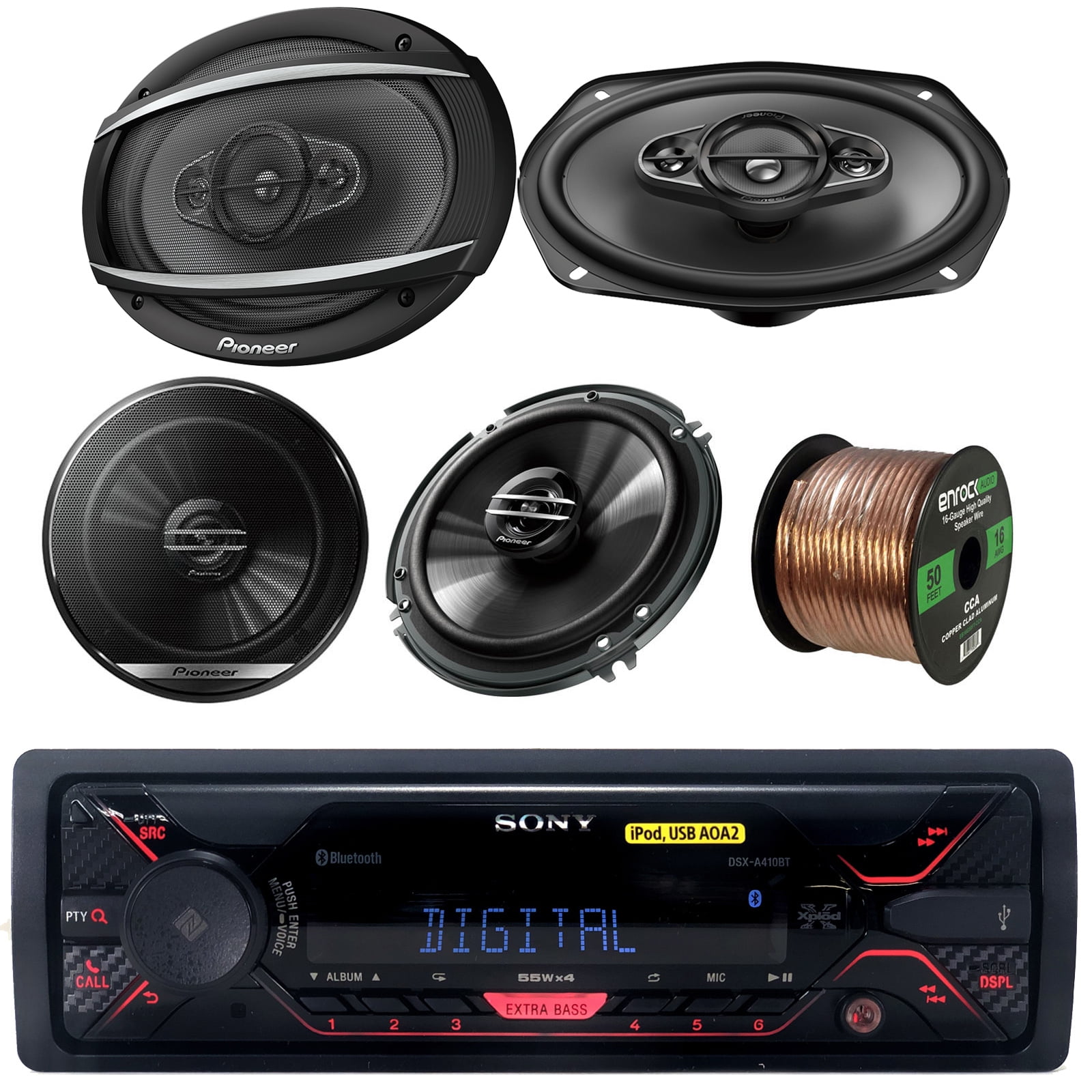 Sony DSX-A410BT Autoradio USB/AUX/Extra Bass Noir/Rouge