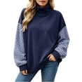 thumbnail image 2 of Zormilly Women's Sweatshirt Fleece Long Sleeve Mock Neck Plaid Sweatshirt Fashion Oversized Winter Pullover, S-2XL, 2 of 5