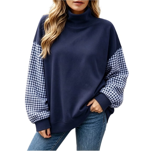 Azrian Women’s Color Block Sweatshirt,Ladies Contrast Sleeve Pullover Sizes S-3XL