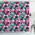 thumbnail image 1 of Ambesonne Grunge Shower Curtain, Ornate Leaf Arrangement, 69"Wx84"L, Hot Pink Seafoam Black, 1 of 2