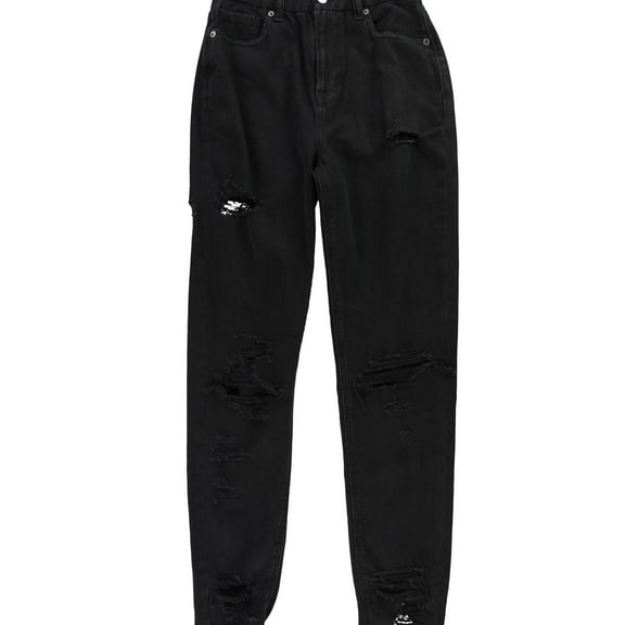 American Eagle Womens Curvy Mom Distressed Slim Fit Jeans, Black, 00 Long