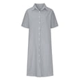 thumbnail image 4 of TFEOQRY Women's Button Down Maxi Dress Cotton Linen Short Sleeve V Neck Casual Loose Split Hem Sundress, 4 of 5