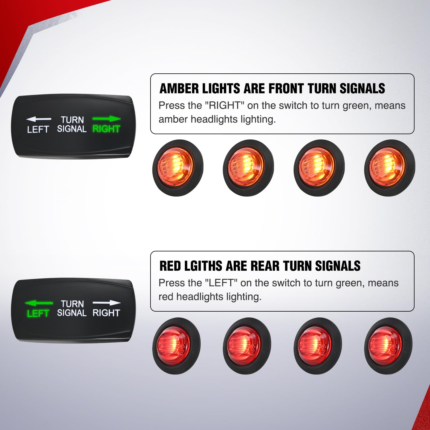 Nilight UTV ATV Turn Signal Kit with Flasher Relay and Rocker Switch, Compatible with Major UTV ATV Models