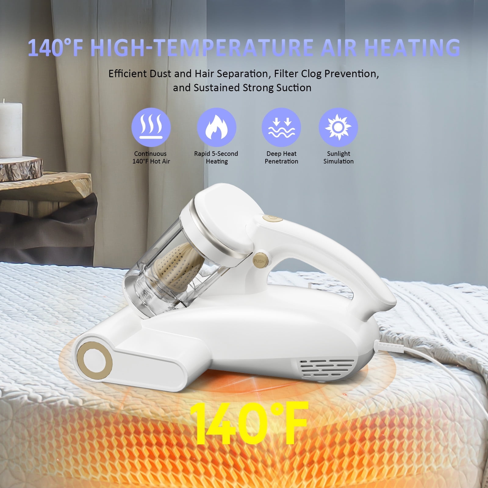ONSON 16Kpa Handheld Mattress Vacuum Cleaner, UV Light for Deep Cleaning Beds & Sofas