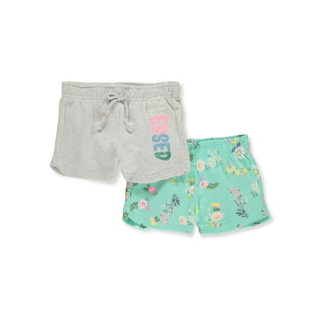

One Step Up Girls 2-Pack Floral Shorts Set Outfit - light gray 4t (Toddler)