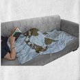 thumbnail image 6 of Floral World Map Soft Flannel Fleece Throw Blanket, World Map with Wavy Ocean Lines Flower Continent Image, Cozy Plush for Indoor and Outdoor Use, 50" x 70", Cocoa Pale Blue, by Ambesonne, 6 of 6