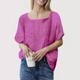 thumbnail image 3 of ZHENHONG T Shirts for Women,Cotton Linen Boat Neck Casual Blouses Plain Flutter Sleeve Loose Fit Shirts,Purple Women Blouses, 3 of 5