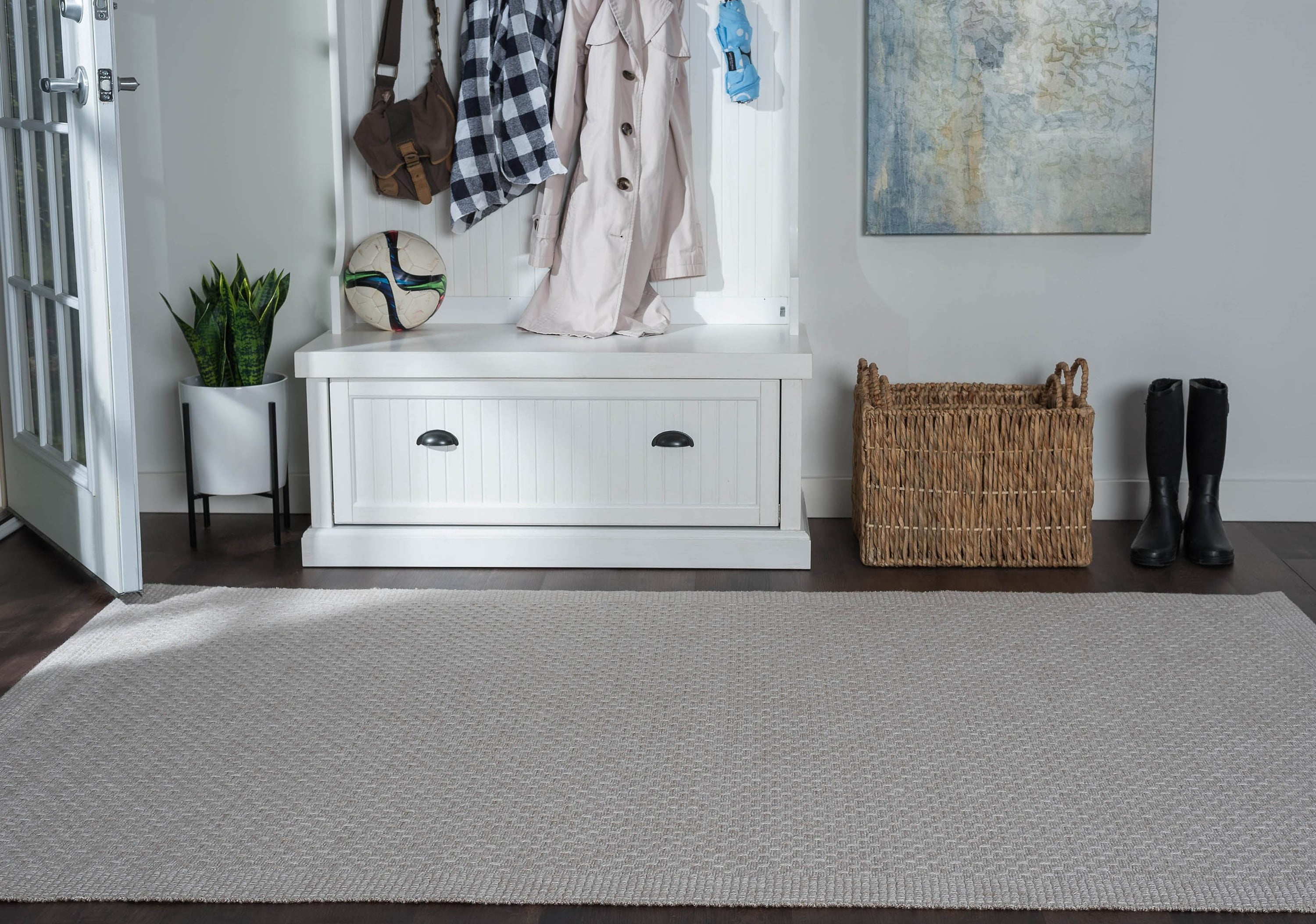5x7 Water Resistant, Indoor Outdoor Rugs for Patios, Front Door Entry, Entryway, Deck, Porch, Balcony | Outside Area Rug for Patio | Cream, Solid | Size: 5'3'' x 7'3''