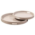 thumbnail image 5 of White Lacquer Round Wood Tray Set, 5 of 5