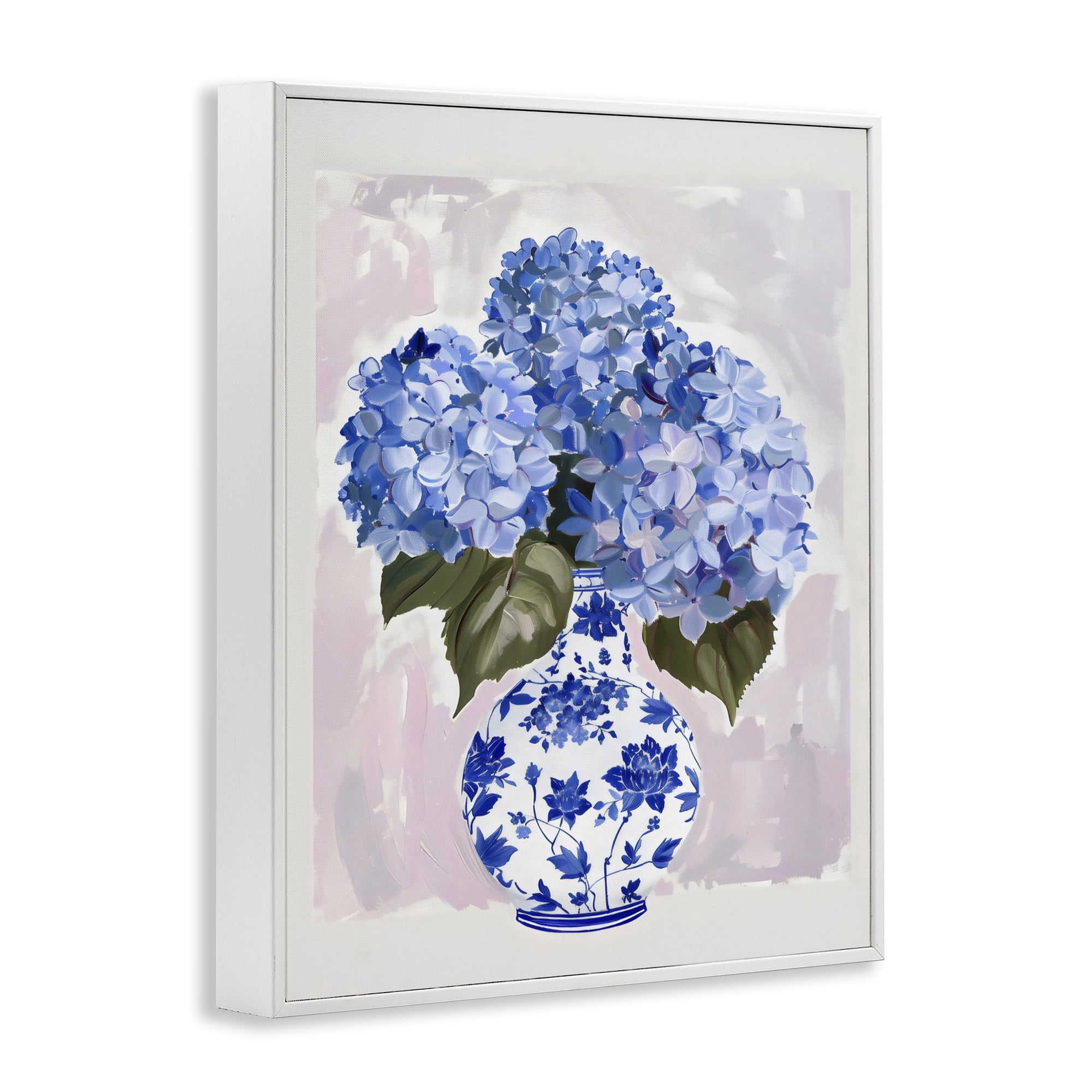 Stupell Industries Blue Hydrangea in Porcelain Vase White Framed Giclee Art, design by The Prints Vibe
